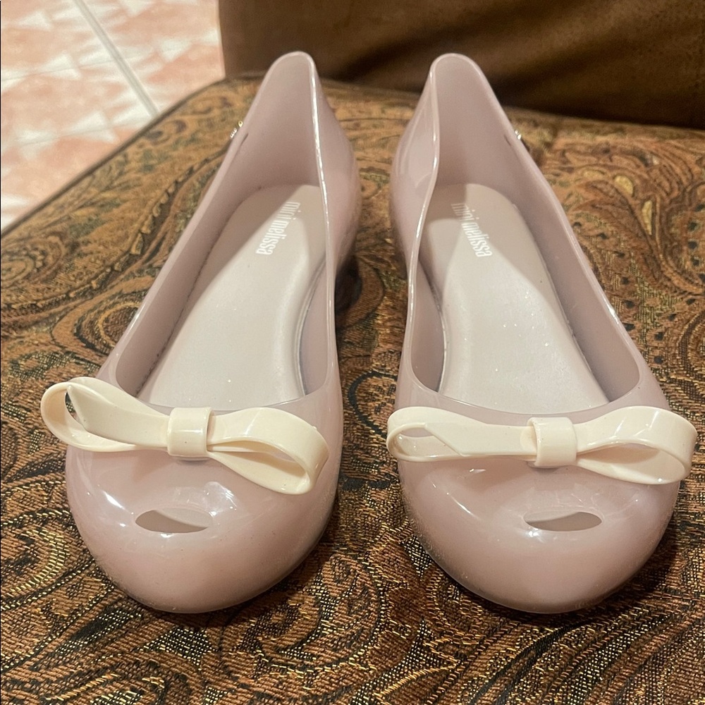 Melissa Women's Flats in Light Pink with Cream Bow